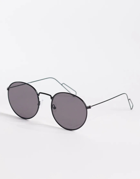  Weekday Explore Round Sunglasses In Black 
