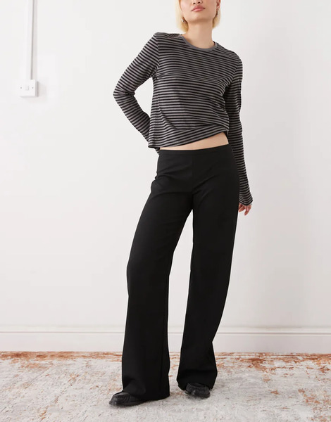  Weekday Flared Suiting Trousers With Side Zip In Black 
