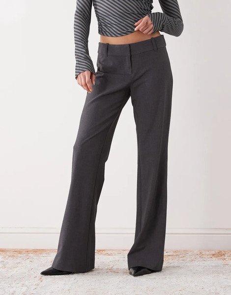  Weekday Flared Tailored Trousers In Dark Grey Melange 
