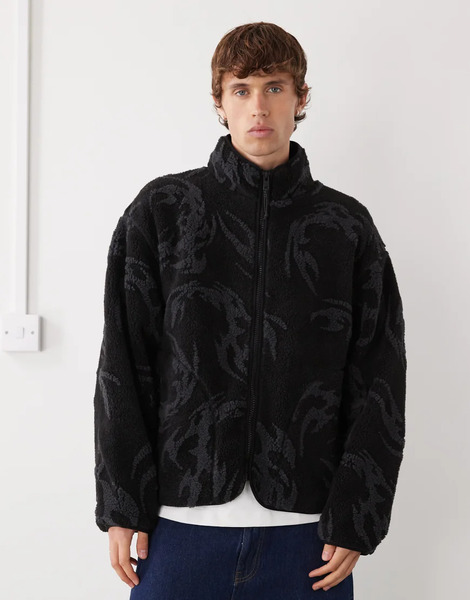  Weekday Jaquard Pile Jacket In Black 