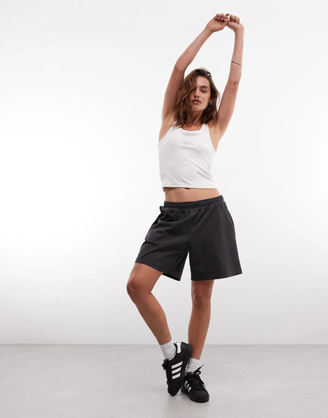  Weekday Jersey Shorts In Off Black 