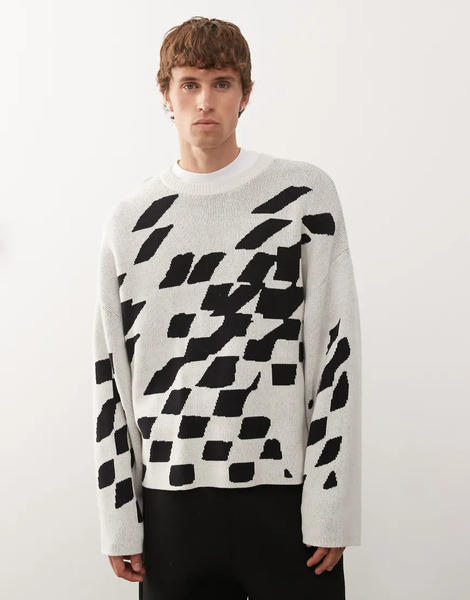  Weekday Jumper With Broken Graphic In Off White 