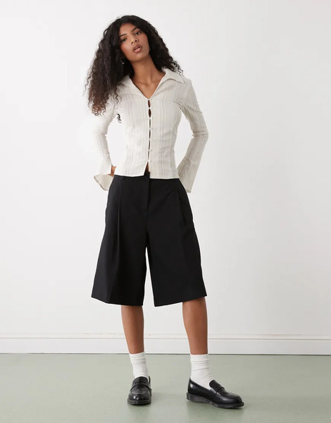  Weekday Longline Suiting Shorts In Black 