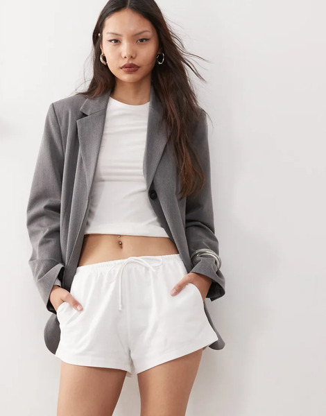  Weekday Mini Jersey Shorts In White 