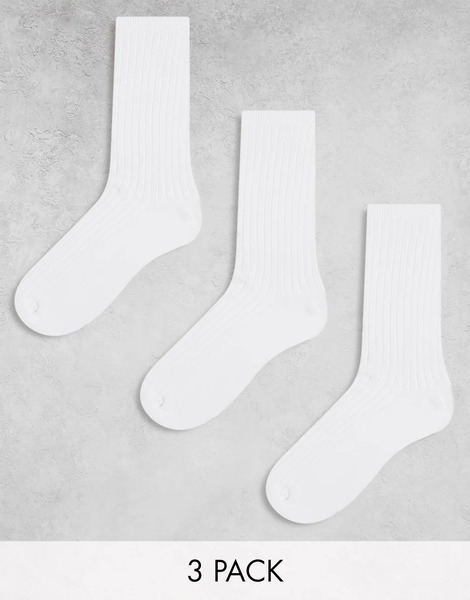  Weekday Noah 3 Pack Socks In White 