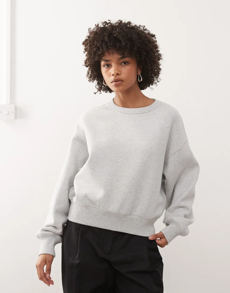  Weekday Oversized Boxy Fit Sweatshirt In Grey Melange 