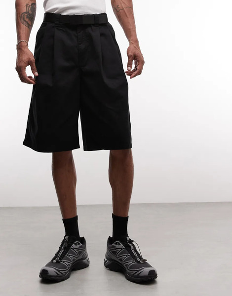  Weekday Oversized Long Chino Shorts In Black 