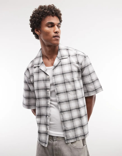  Weekday Oversized Shirt In Black & White Check 