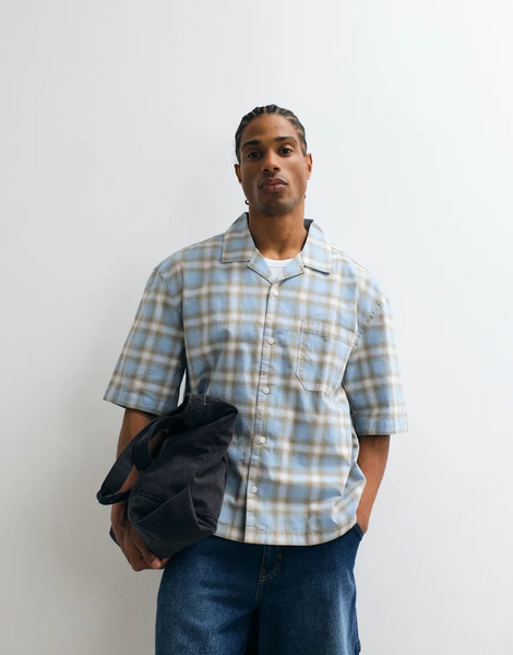  Weekday Oversized Shirt In Blue Check 