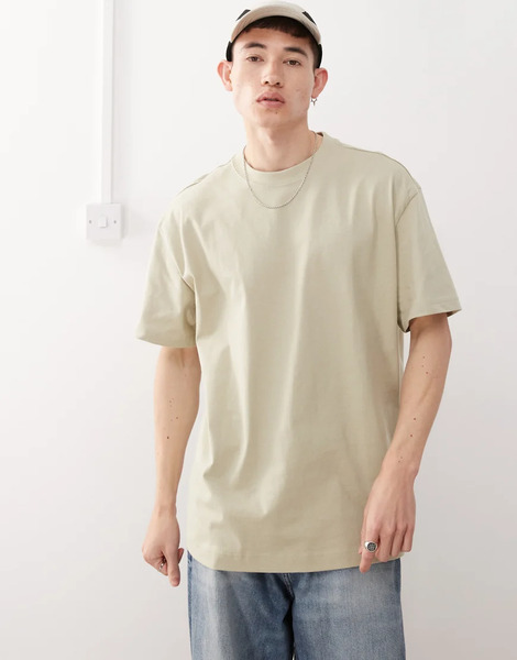  Weekday Oversized T Shirt In Khaki Green 