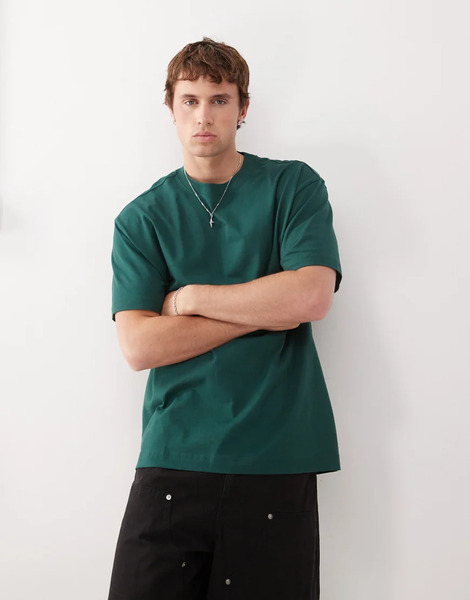  Weekday Oversized T Shirt In Petrol Green 