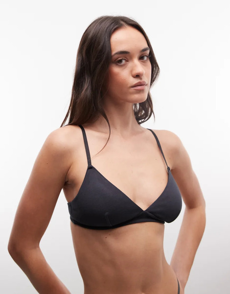  Weekday Padded Soft Triangle Bra In Black 