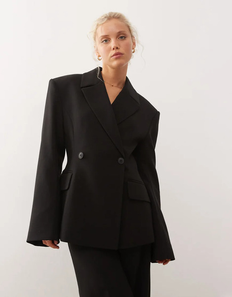  Weekday Premium Co Ord Double Breasted Blazer In Black 