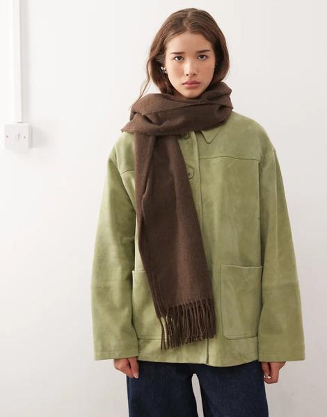  Weekday Premium Oversized Scarf In Brown Melange 