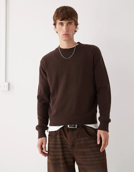  Weekday Premium Wool Blend Jumper In Brown 