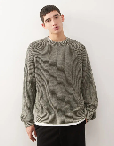  Weekday Relaxed Knitted Jumper In Washed Grey 