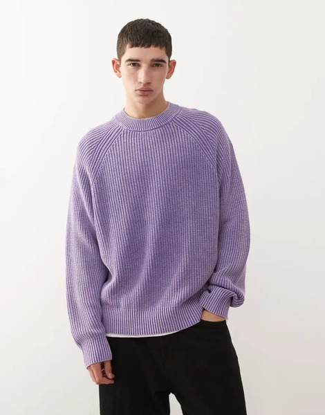  Weekday Relaxed Knitted Jumper In Washed Purple 
