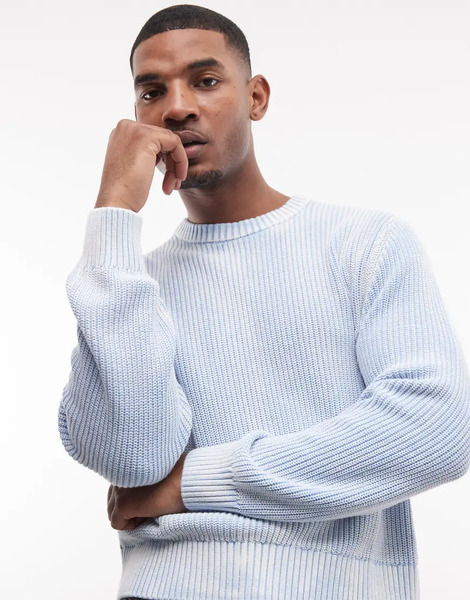  Weekday Ribbed Jumper In Washed Light Blue 