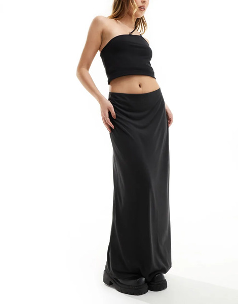  Weekday Signe Drape Midi Skirt In Black 