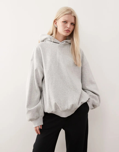  Weekday Soft Heavy Oversized Hoodie In Grey Melange 