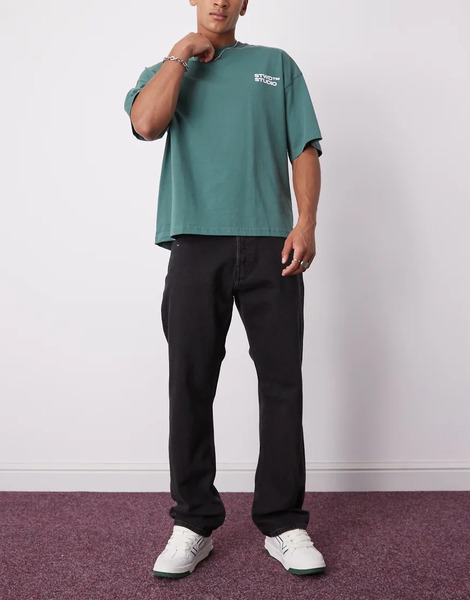  Weekday Space Relaxed Fit Straight Leg Jeans In Tuned Black 