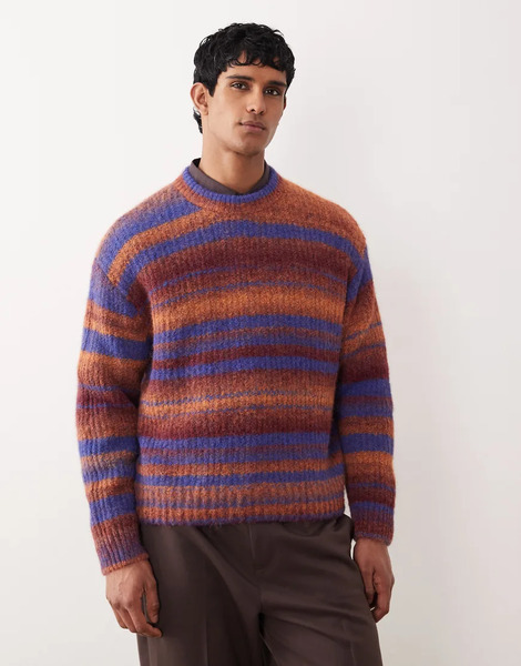  Weekday Spacedye Knitted Jumper In Orange Stripe 