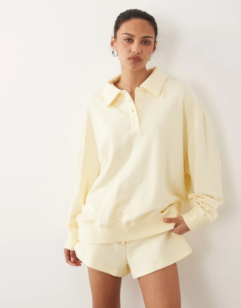  Weworewhat Henley Pull Over Sweatshirt Co Ord In Yellow 