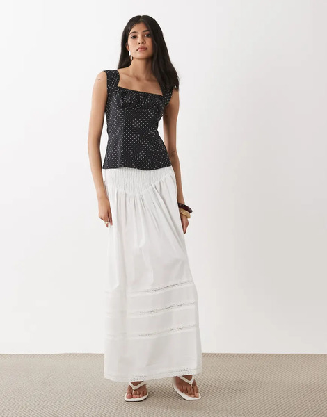  Weworewhat Smocked Maxi Skirt In White 