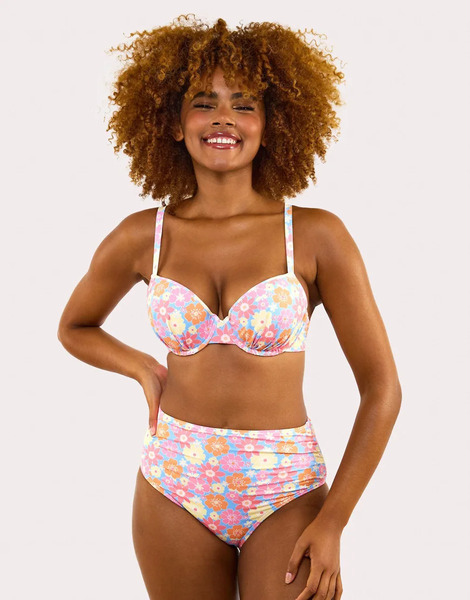  Wolf & Whistle Floral Plunge Bikini Top In Multi 