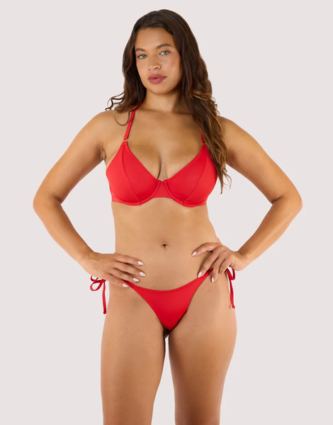  Wolf & Whistle Paloma Tie Side Bikini Brief In Red 