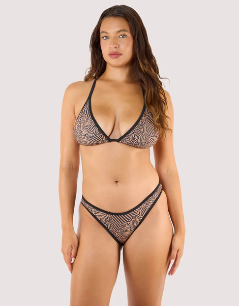  Wolf & Whistle Savana Triangle Bikini Top In Tiger Print Multi 