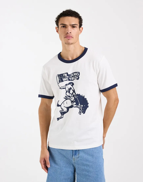  Wrangler Ringer Tee In Worn White 