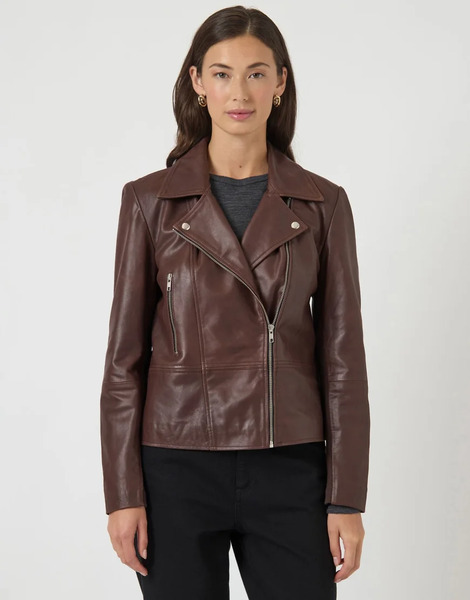  Yas Biker Jacket In Chicory Coffee Brown 