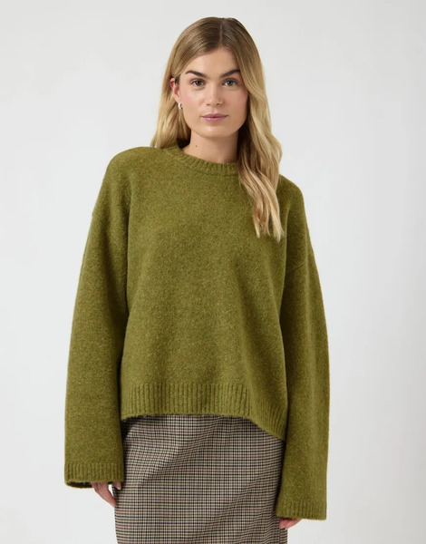  Yas Knitted Pullover In Cardamom Seed Green 