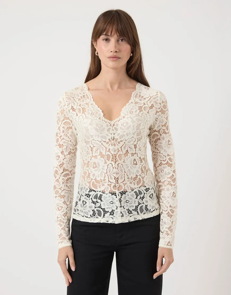  Yas Long Sleeved Top In Pristine Grey 