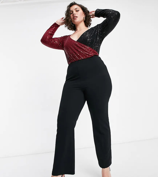  Yours Ribbed Bootcut Trousers In Black 