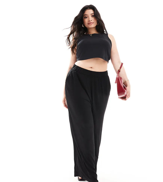  Yours Wide Leg Trousers In Black 