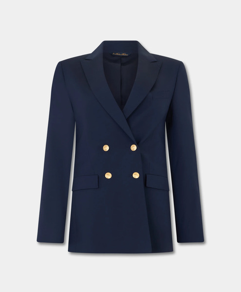  Brooks Brothers Double Breasted Wool Blend Blazer With Gold Buttons - Woman Jackets And Blazers Navy 10 