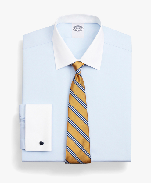  Brooks Brothers Light Blue Regular Fit Non-iron Stretch Supima Cotton Pinpoint Oxford Cloth Dress Shirt With Ainsley Collar - Man Dress Shirts Pastel Blue 17 