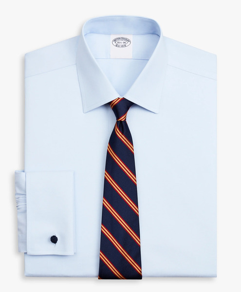  Brooks Brothers Light Blue Regular Fit Non-iron Stretch Supima Cotton Pinpoint Oxford Cloth Dressshirt With Ainsley Collar - Man Dress Shirts Light Blue 16h 