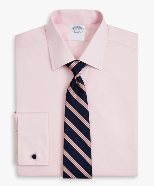 Brooks Brothers Light Pink Regular Fit Non-iron Stretch Supima Cotton Pinpoint Oxford Cloth Dress Shirt With Ainsley Collar - Man Dress Shirts Pastel Pink 17h 