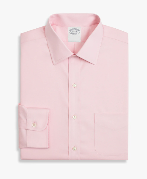  Brooks Brothers Pink Regular Fit Non-iron Stretch Cotton Dress Shirt With Ainsley Collar - Man Dress Shirts Pink 16 