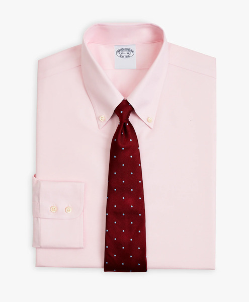  Brooks Brothers Pink Slim Fit Stretch Supima Cotton Non-iron Twill Dress Shirt With  Button-down Collar - Man Dress Shirts Pink 18 
