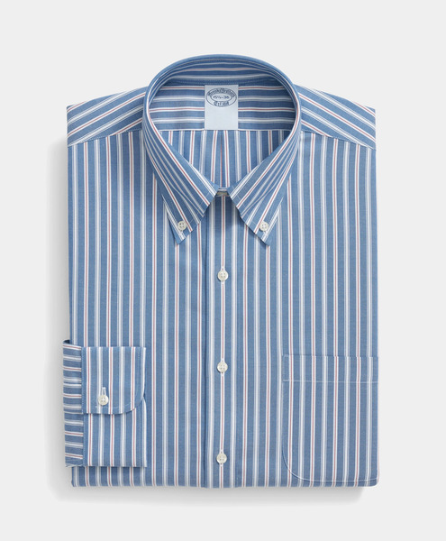  Brooks Brothers Regular Fit Non-iron Oxford Pinpoint Button Down Shirt - Man Dress Shirts Bright Blue 17h 