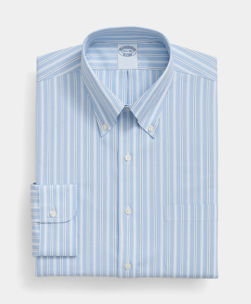  Brooks Brothers Regular Fit Non-iron Oxford Pinpoint Button Down Shirt - Man Dress Shirts Light Blue 15 
