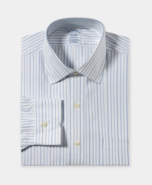 Brooks Brothers Regular Fit Non-iron Oxford Pinpoint Shirt With Ainsley Collar - Man Dress Shirts Blue 16 