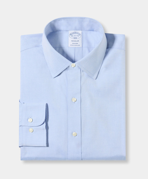  Brooks Brothers Regular Fit Non-iron Oxford Pinpoint Shirt With Ainsley Collar - Man Dress Shirts Light Blue 18 