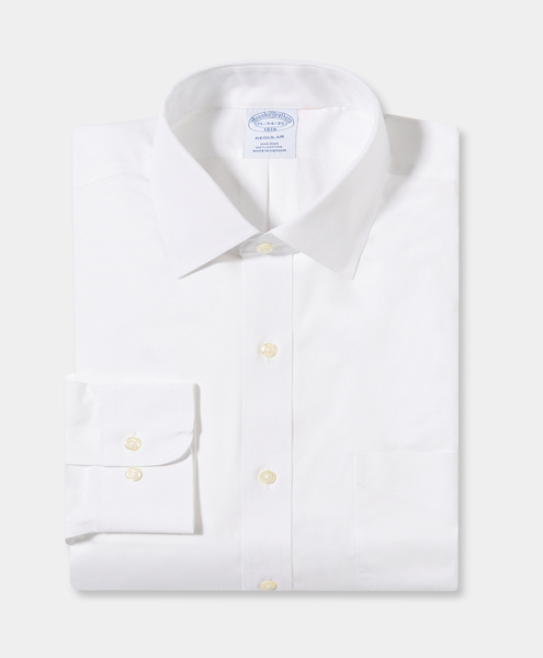  Brooks Brothers Regular Fit Non-iron Oxford Pinpoint Shirt With Ainsley Collar - Man Dress Shirts White 17h 