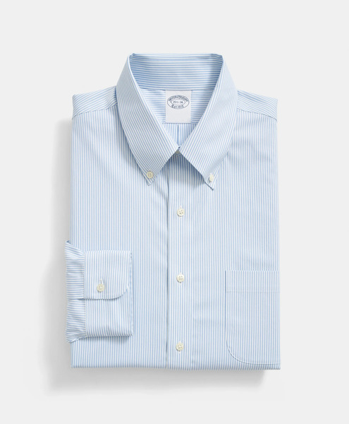  Brooks Brothers Regular Fit Non-iron Oxford Pinpoint Stretch Supima Shirt With Button Down Collar - Man Dress Shirts Hydrangea 17h 