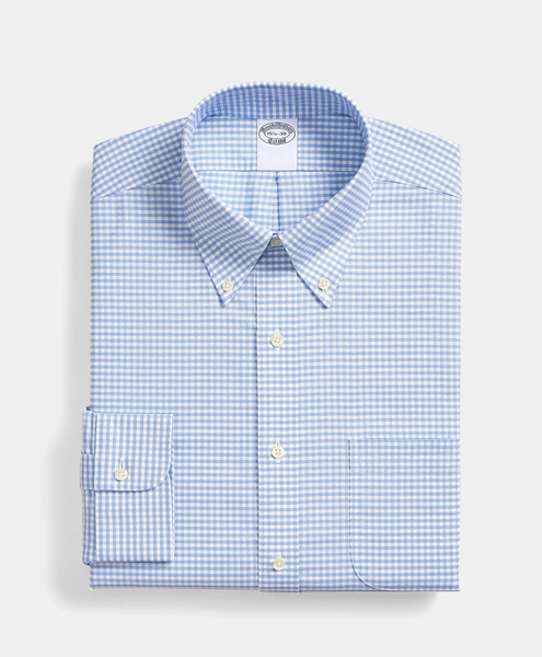  Brooks Brothers Regular Fit Non-iron Oxford Shirt With Button Down Collar - Man Dress Shirts Blue 15 